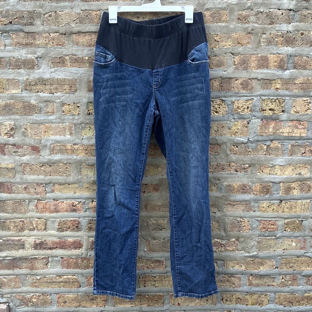Oh Baby by Motherhood Women's Blue‎ Denim Jeans Stretch Solid 5-Pocket Maternity